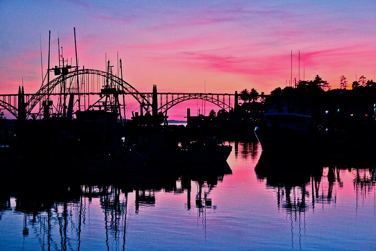still harbour at sunset